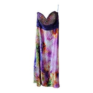 CINDERELLA Strapless Beaded‎ Floor Length Formal Gown - Size 12